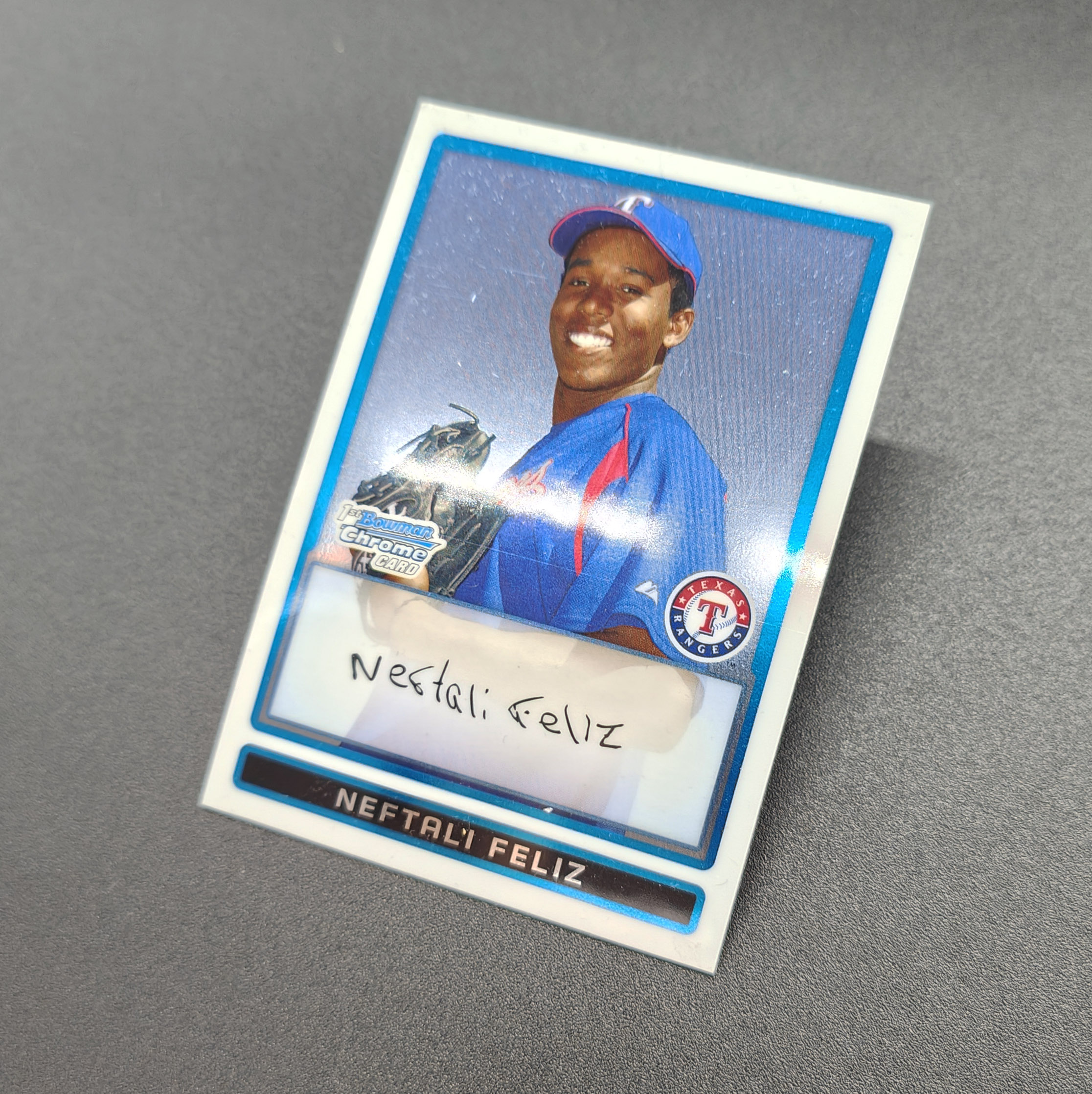 Baseball – Texas Rangers card 2009 Bowman Chrome Prospects - Neftali Feliz signed - immagine 3